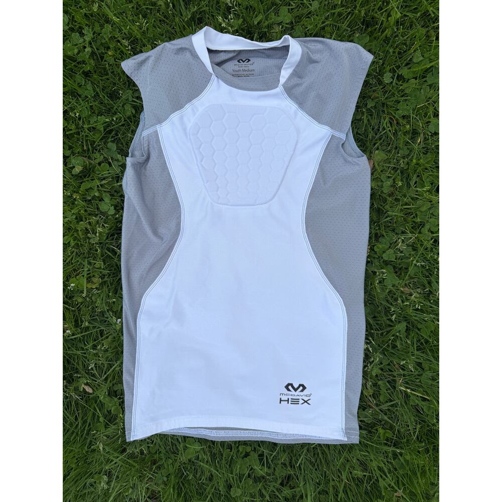 McDavid Youth Medium Padded Compression Shirt White Football Baseball (SZ YM)